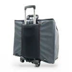 Akkordeon Trolley von hinten – gepolstertes Rückenteil, Rucksackgurte und vier Rollen